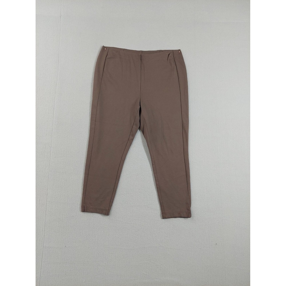 J Jill Women Ponte Legging L Brown Tapered Ankle High Waist Comfort Pull On